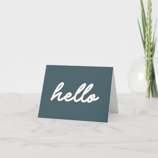 ¡Hola | Caligrafía simple verde Verde azulado (Anverso)