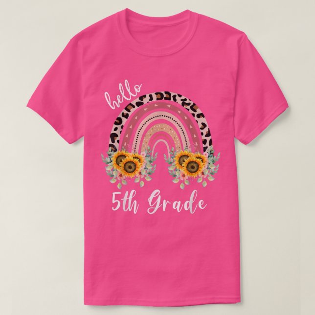 Hola Camisa de quinto grado, profesora de arco iri (Diseño del anverso)