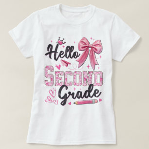 Hola Camiseta De Coquette Del Primer Día De Segund