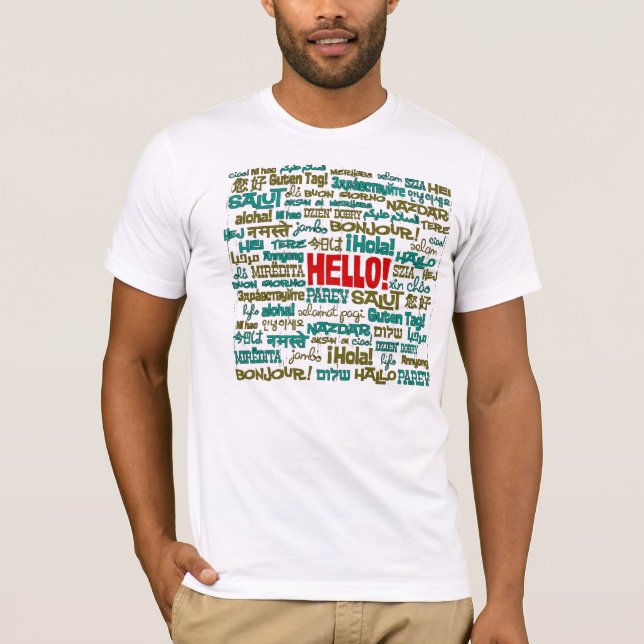 Hola camiseta (de la lengua multi) (Anverso)