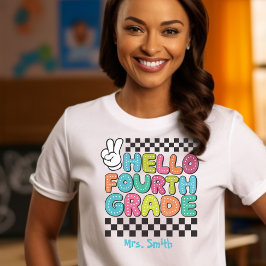 Hola camiseta de Personalizable de cuarto grado