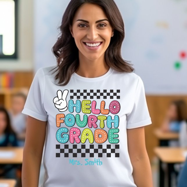 Hola camiseta de Personalizable de primer grado (Subido por el creador)