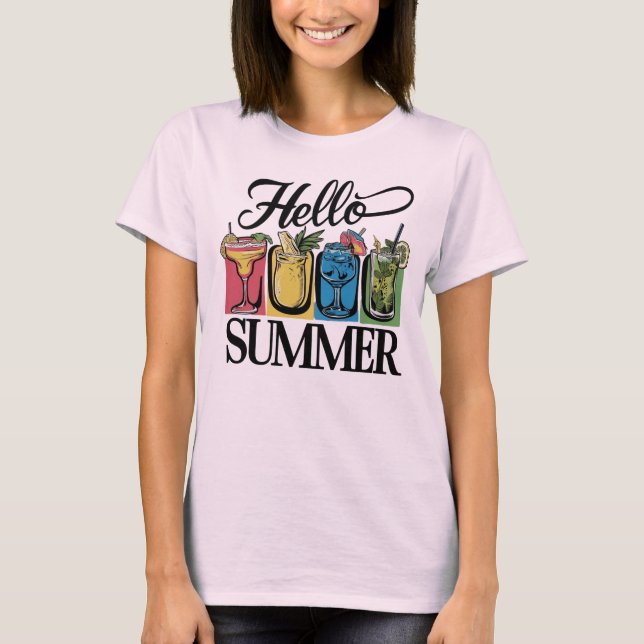 Hola camiseta de verano - Bebidas mixtas (Anverso)