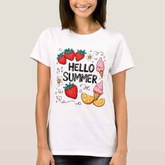 Hola camiseta de verano - Fresa dulce y crema de h