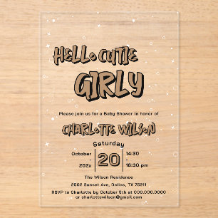 Hola Cariño Niña Dulce Invitación de Baby Shower d