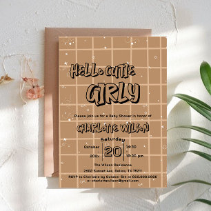 Hola Cariñosa Niña Dulce Invitación de Baby Shower