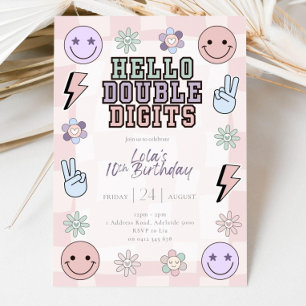 Hola Chica de invitación de cumpleaños de dos dígi