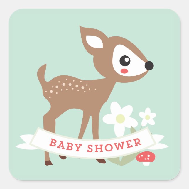 ¡Hola ciervo! Pegatinas de Baby Shower (Anverso)