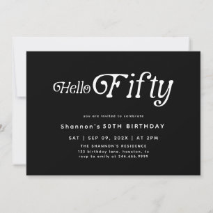 Hola Cincuenta Invitaciones Retro Moderno 50 a Cum