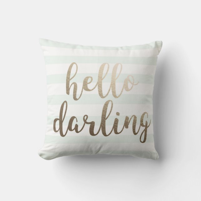 Hola Cojín decorativo rayado azul querido (Anverso)
