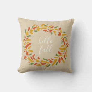 Hola Cojín decorativo Wreath de bienvenida de otoñ