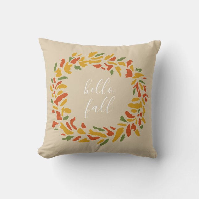 Hola Cojín decorativo Wreath de bienvenida de otoñ (Anverso)
