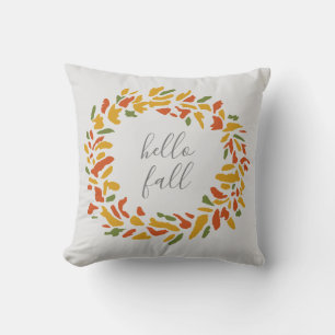 Hola Cojín decorativo Wreath de bienvenida de otoñ
