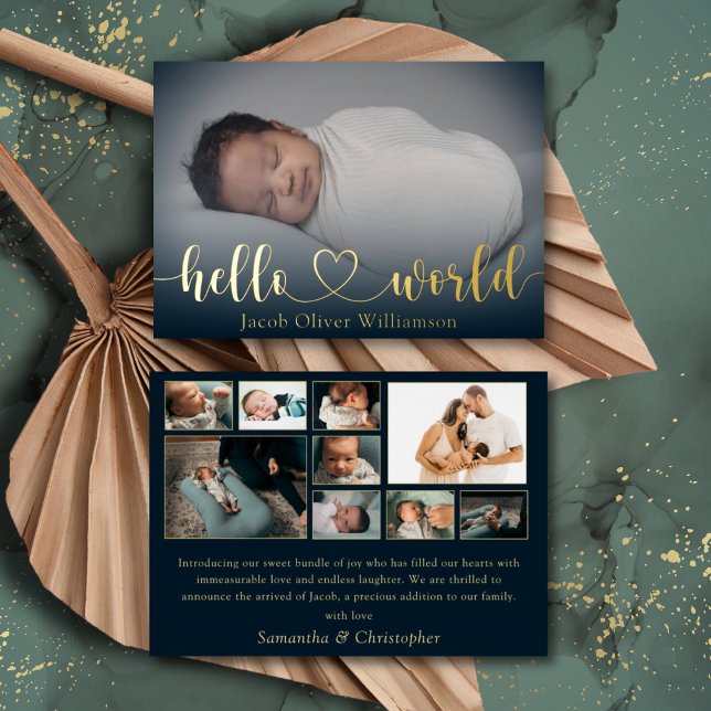 Hola Collage de fotos de oro mundial Invitación pa (Subido por el creador)