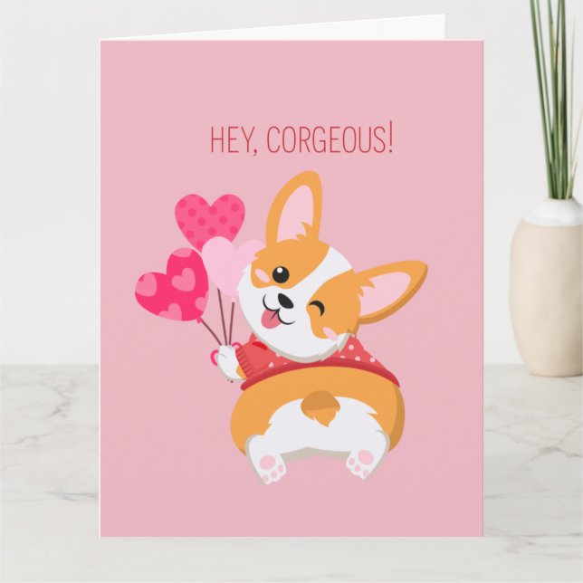 ¡Hola Corgeous! Tarjeta del día de Galentine (Anverso)