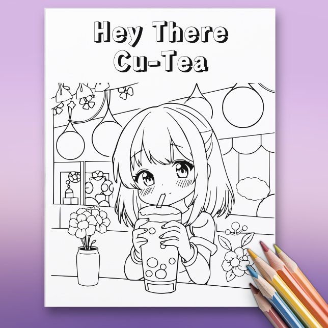Hola, Cu-tea Boba Anime | Página Coloración de Adu (Subido por el creador)