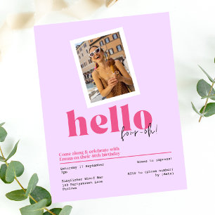 "¡Hola, cuatro-oh!" Invitación púrpura de 40 años