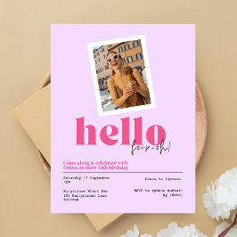 "¡Hola, cuatro-oh!" Invitación púrpura de 40 años
