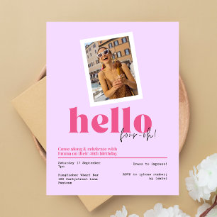 "¡Hola, cuatro-oh!" Invitación púrpura de 40 años