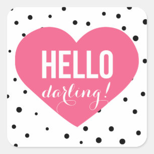 Hola Darling Heart   Pegatina de puntos de polka