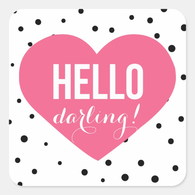 Hola Darling Heart | Pegatina de puntos de polka (Anverso)