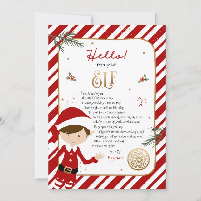 Hola de la Carta de Invitación de Bienvenida del E (Anverso)