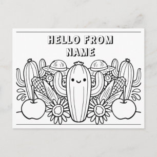 Hola de [Nombre] - Postales coloreables para niños