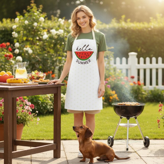 Hola Delantal de Verano con Sandía (Hello summer apron for fun outdoor times.)