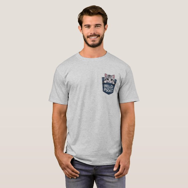 Hola desde el bolsillo - Camiseta para gato (Anverso completo)