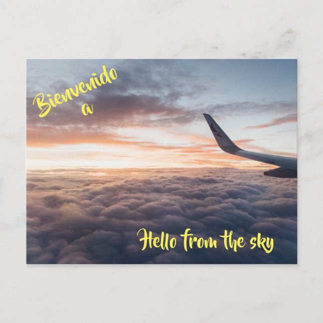 Hola desde el cielo tarjeta postal de viaje (Anverso)