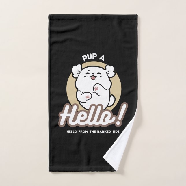 Hola desde el lado de la correa - Diseño de perro  (Toalla de mano)
