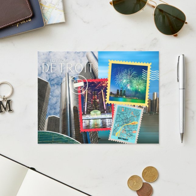 Hola desde la postal de Detroit (Hello From Detroit Postcard)