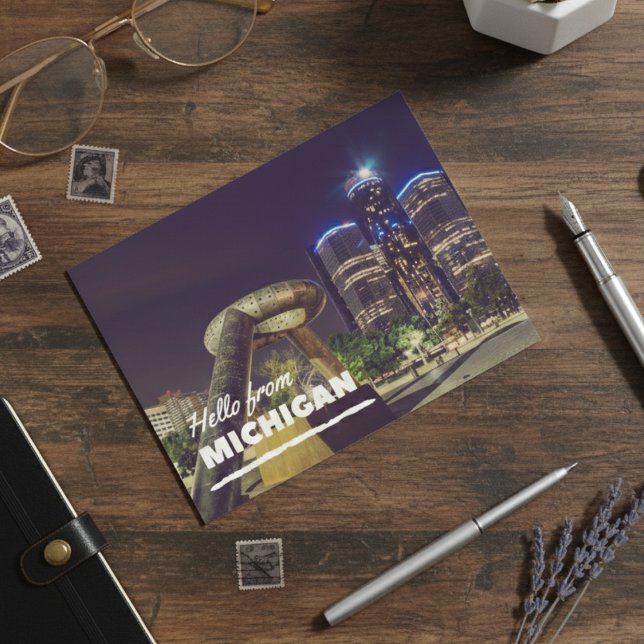 Hola desde la postal de Michigan (Hello From Michigan Postcard)