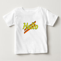 Hola diseño en una camiseta de bebé blanca