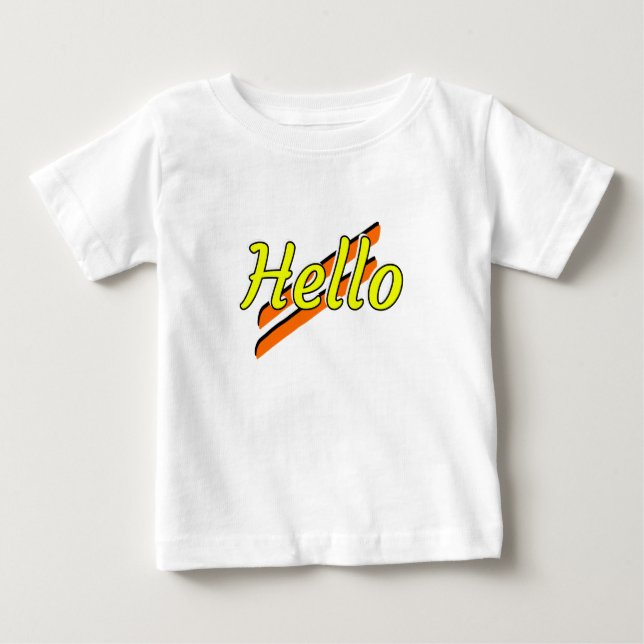Hola diseño en una camiseta de bebé blanca (Anverso)