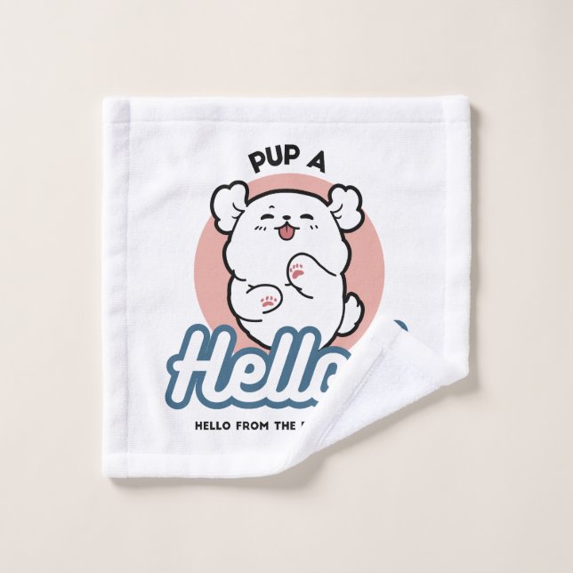 ¡Hola! - Diseño feliz de Personalizados de perros  (Toallita)