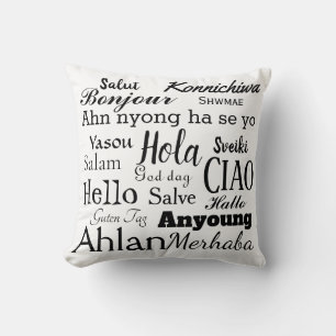 Hola en diferentes idiomas Cojín decorativo de art