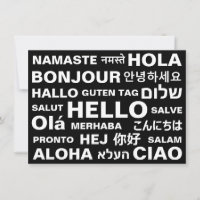 Hola en diferentes idiomas tarjeta de diversión mo