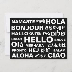 Hola en diferentes idiomas tarjeta de diversión mo