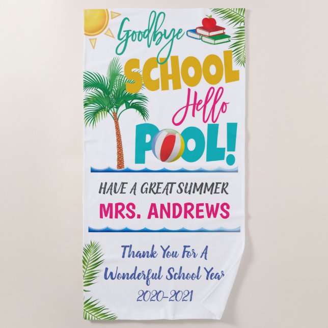 Hola escuela de despedida Toalla de playa para pro (Anverso)