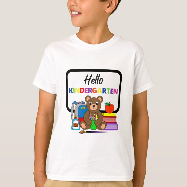 Hola, escuela de kindergarten, camiseta de niño os (Anverso)