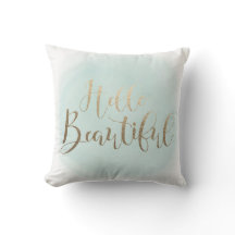 Hola falso oro hermoso 16" x 16" Cojín decorativo