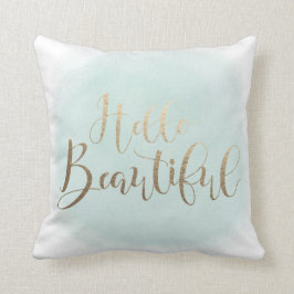 Hola falso oro hermoso 16" x 16" Cojín decorativo
