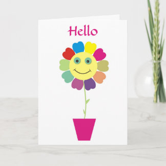 Hola Feliz Cara Tarjeta de Saludo de Girasol