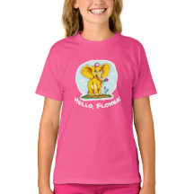 “Hola, Flor! – Camiseta de elefante amarillo lindo