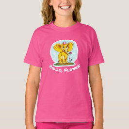 “Hola, Flor! – Camiseta de elefante amarillo lindo