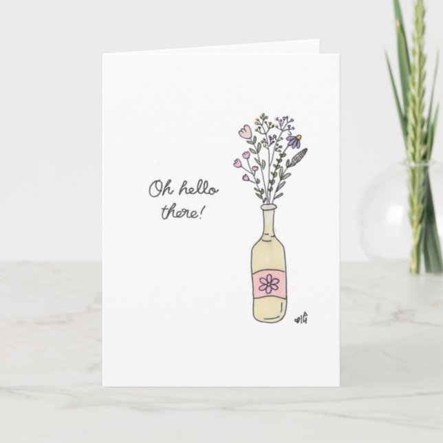 Hola - Flores en una tarjeta de caja de botella (Anverso)