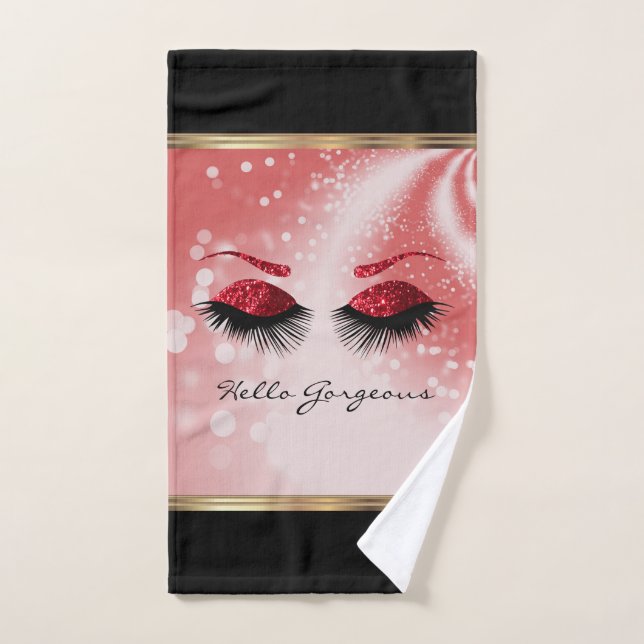 Hola Gorgeo - Hermosos pestañas con rojo (Toalla de mano)