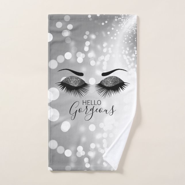 Hola Gorgeous Silver Purpurina Eyes (Toalla de mano)