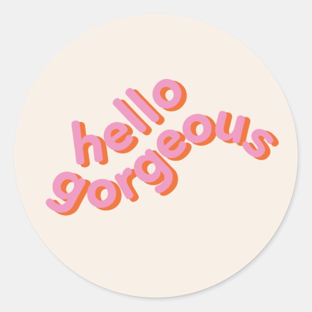 Hola Gorgeous typography pegatinas (Anverso)